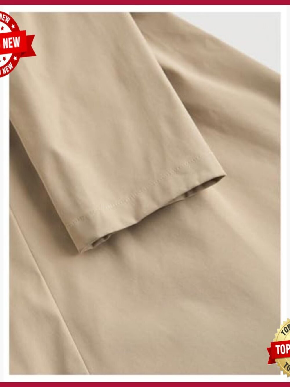 Double Breasted Trench Coat with Lapel Puff Sleeves Regular Fit - Picture 5 of 5